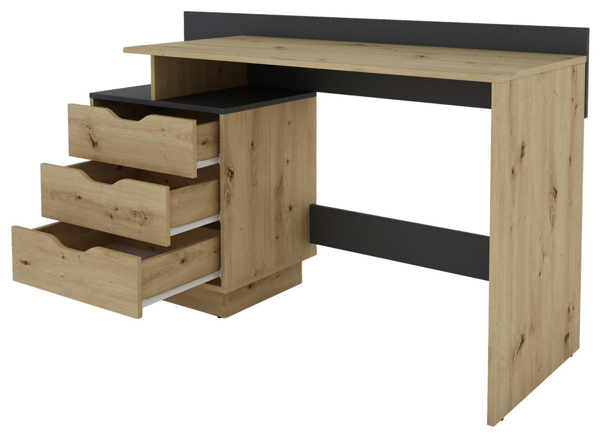 SCHREIBTISCH 138/51,5/83,5 cm  in Eiche Artisan, Anthrazit  - Anthrazit/Eiche Artisan, MODERN, Holzwerkstoff (138/51,5/83,5cm) - MID.YOU