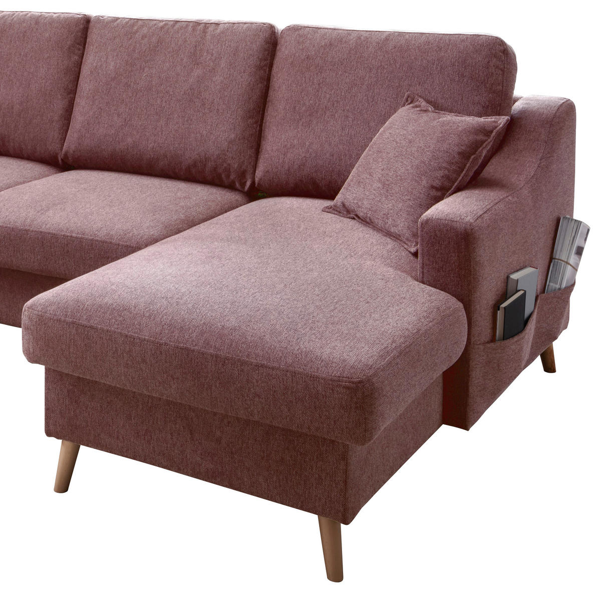 WOHNLANDSCHAFT in Struktur Rosa  - Naturfarben/Rosa, Konventionell, Holz/Textil (200/301/150cm) - P & B