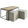 COUCHTISCHSET COLLARE Sets Eiche rechteckig Eichefarben, Beige  - Eichefarben/Beige, Design, Holz/Textil (100/60/49cm) - Novel