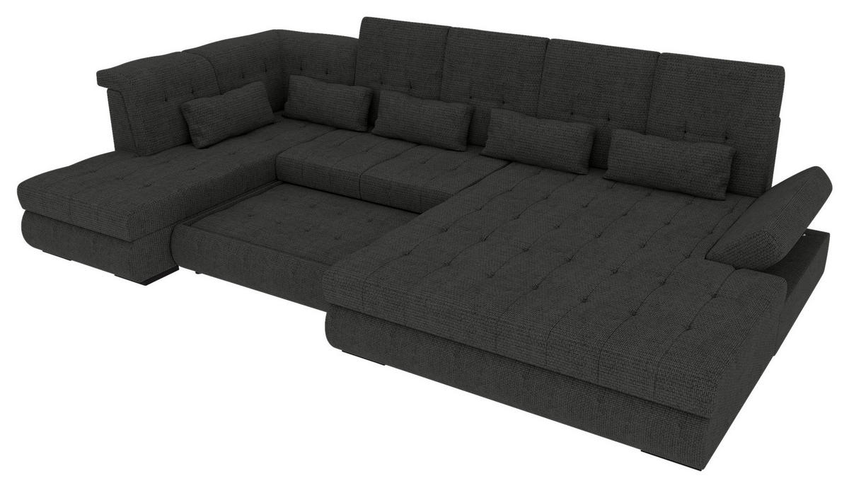 WOHNLANDSCHAFT Graphitfarben Struktur  - Schwarz/Graphitfarben, KONVENTIONELL, Kunststoff/Textil (222/358/212cm) - Carryhome