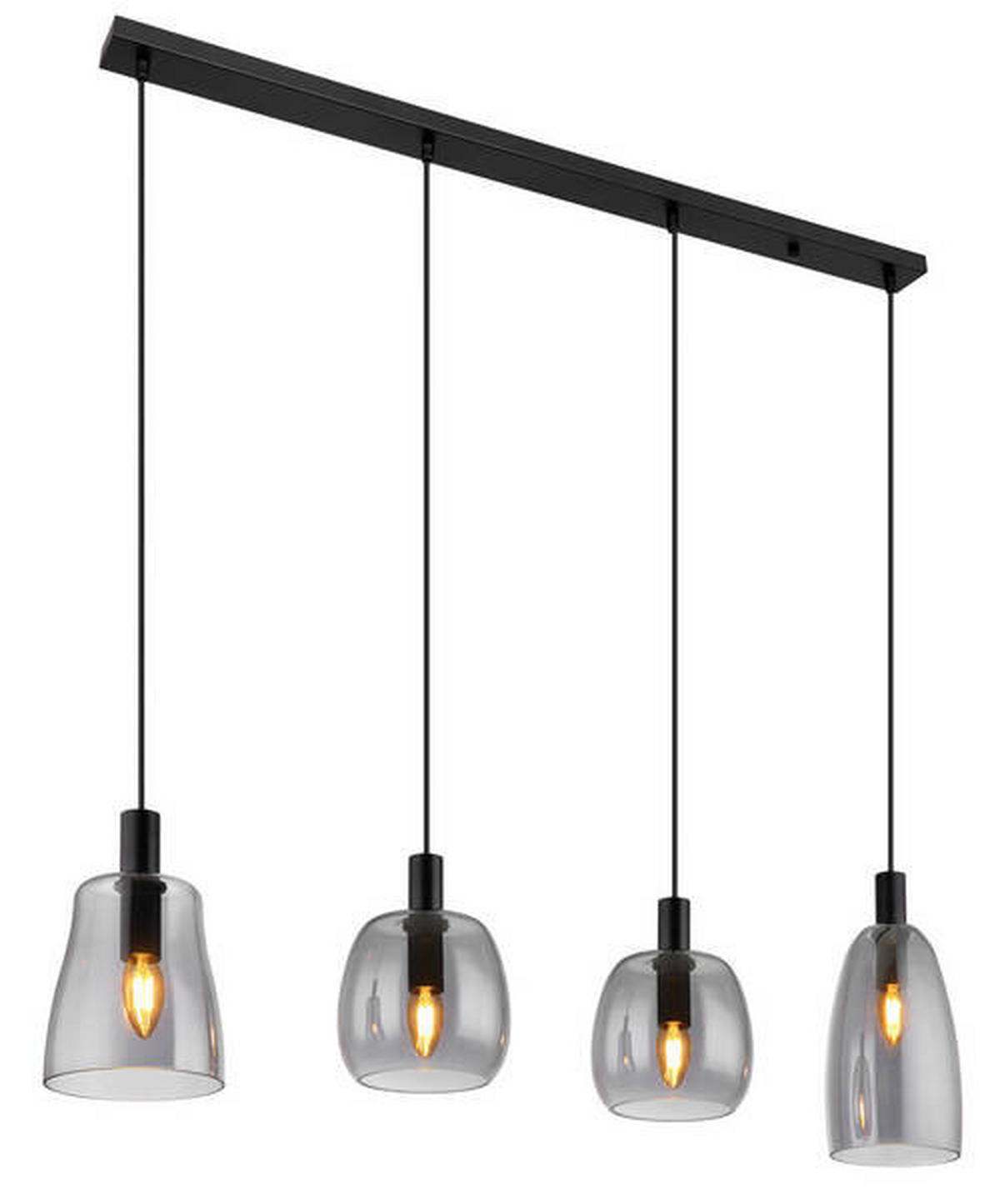 HÄNGLAMPA 107/16/120 cm  - svart, Design, metall/glas (107/16/120cm) - Globo