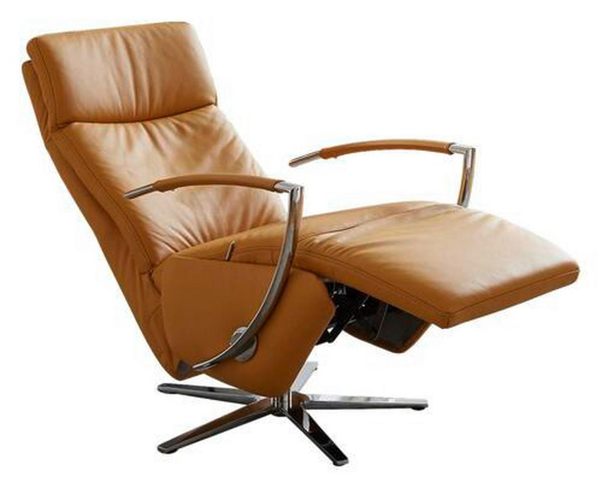 RELAXSESSEL in Leder Currygelb  - Currygelb/Chromfarben, Design, Leder/Metall (70/113/80cm) - Cantus