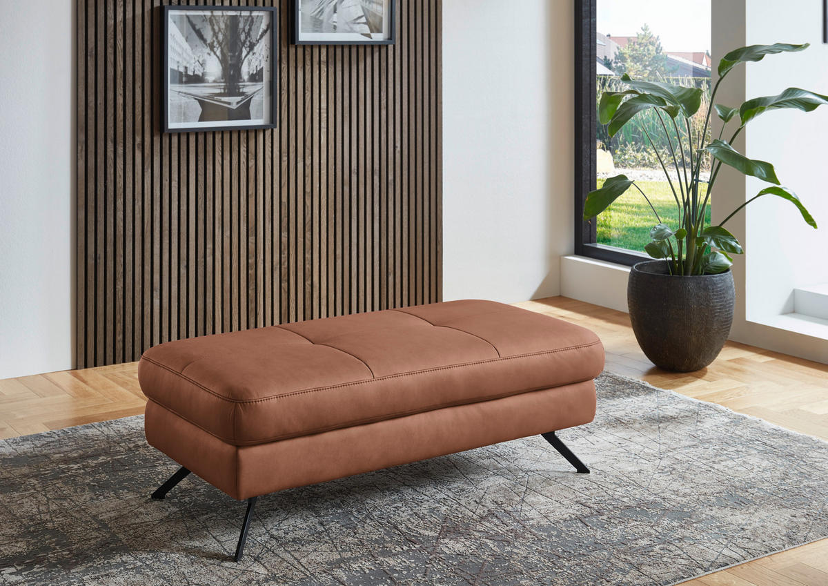 HOCKER in Textil Braun  - Schwarz/Braun, Design, Textil/Metall (130/47/65cm) - Beldomo System