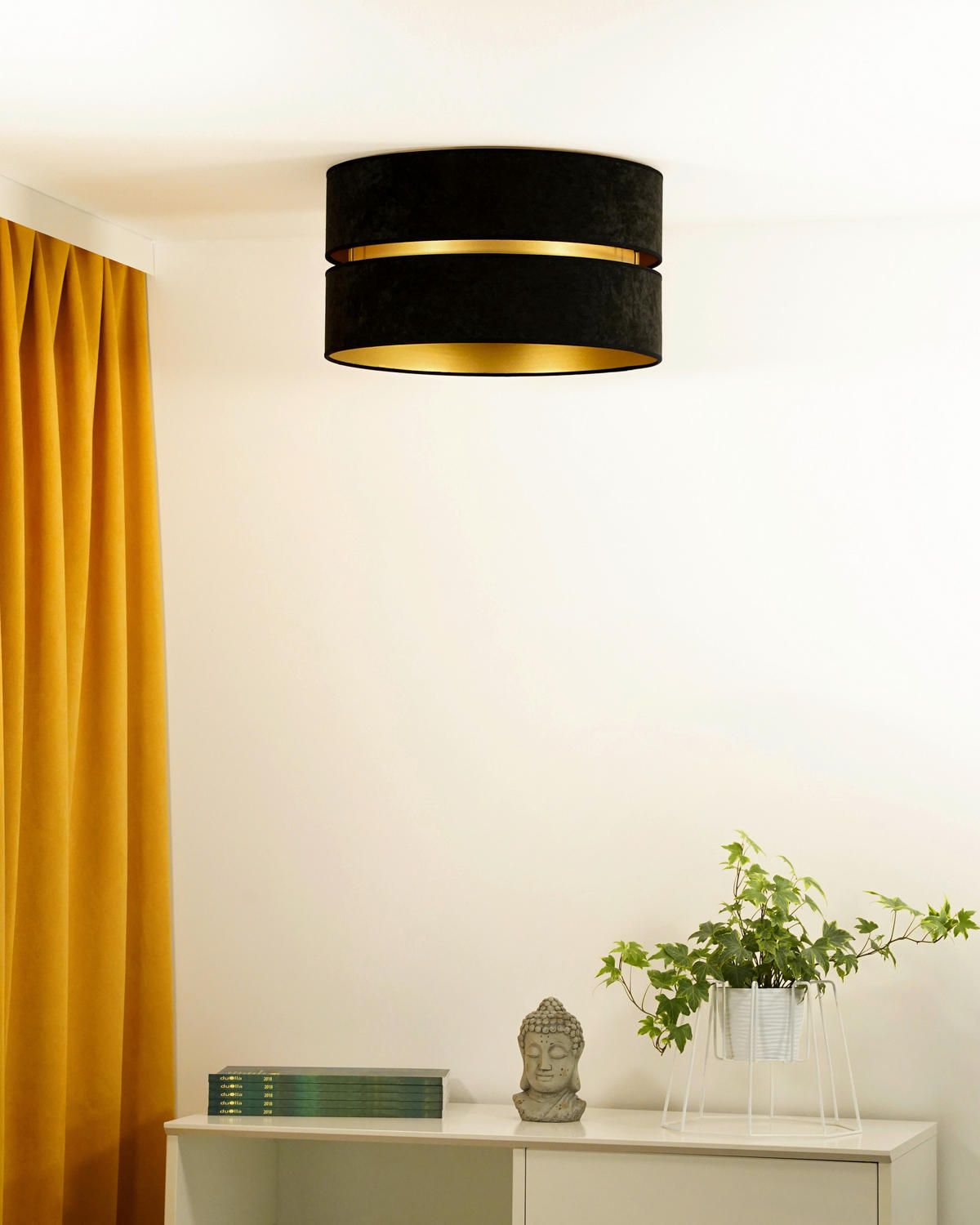 DECKENLEUCHTE Duo 40/22 cm   - Schwarz, Trend, Textil (40/22cm)