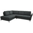 ECKSOFA in Struktur Dunkelgrau  - Dunkelgrau/Schwarz, Natur, Textil/Metall (233/288cm) - Valnatura