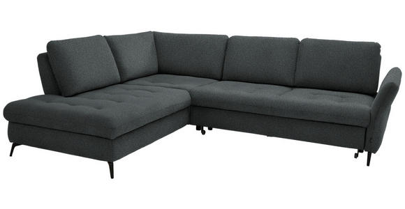 ECKSOFA in Struktur Dunkelgrau  - Dunkelgrau/Schwarz, Natur, Textil/Metall (233/288cm) - Valnatura