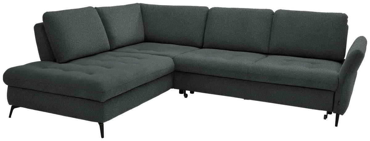 ECKSOFA Dunkelgrau Struktur  - Dunkelgrau/Schwarz, Natur, Textil/Metall (233/288cm) - Valnatura