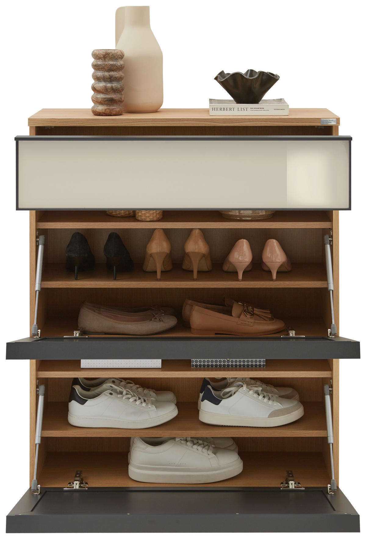 SCHUHKIPPER  in 84/102/31 cm  - Eichefarben/Anthrazit, Design, Glas/Holz (84/102/31cm) - Dieter Knoll