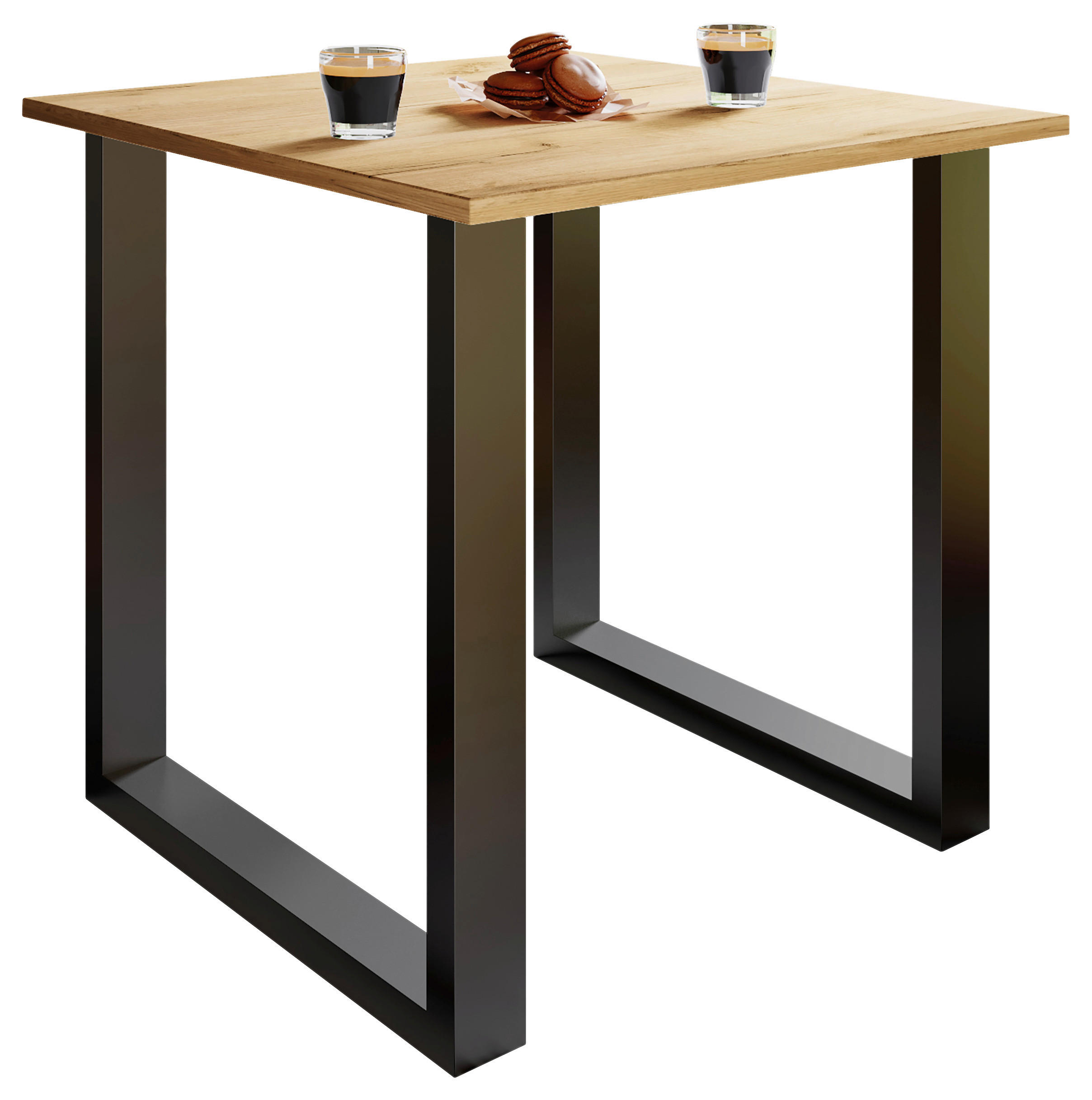ESSTISCH in Metall, Holzwerkstoff 80/80/76 cm  - Honigeiche/Schwarz, Design, Holzwerkstoff/Metall (80/80/76cm) - MID.YOU
