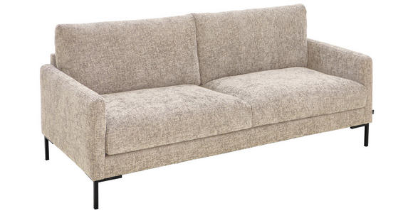 3-SITZER-SOFA in Webstoff Greige  - Greige/Schwarz, KONVENTIONELL, Textil/Metall (196/78/90cm) - Hom`in