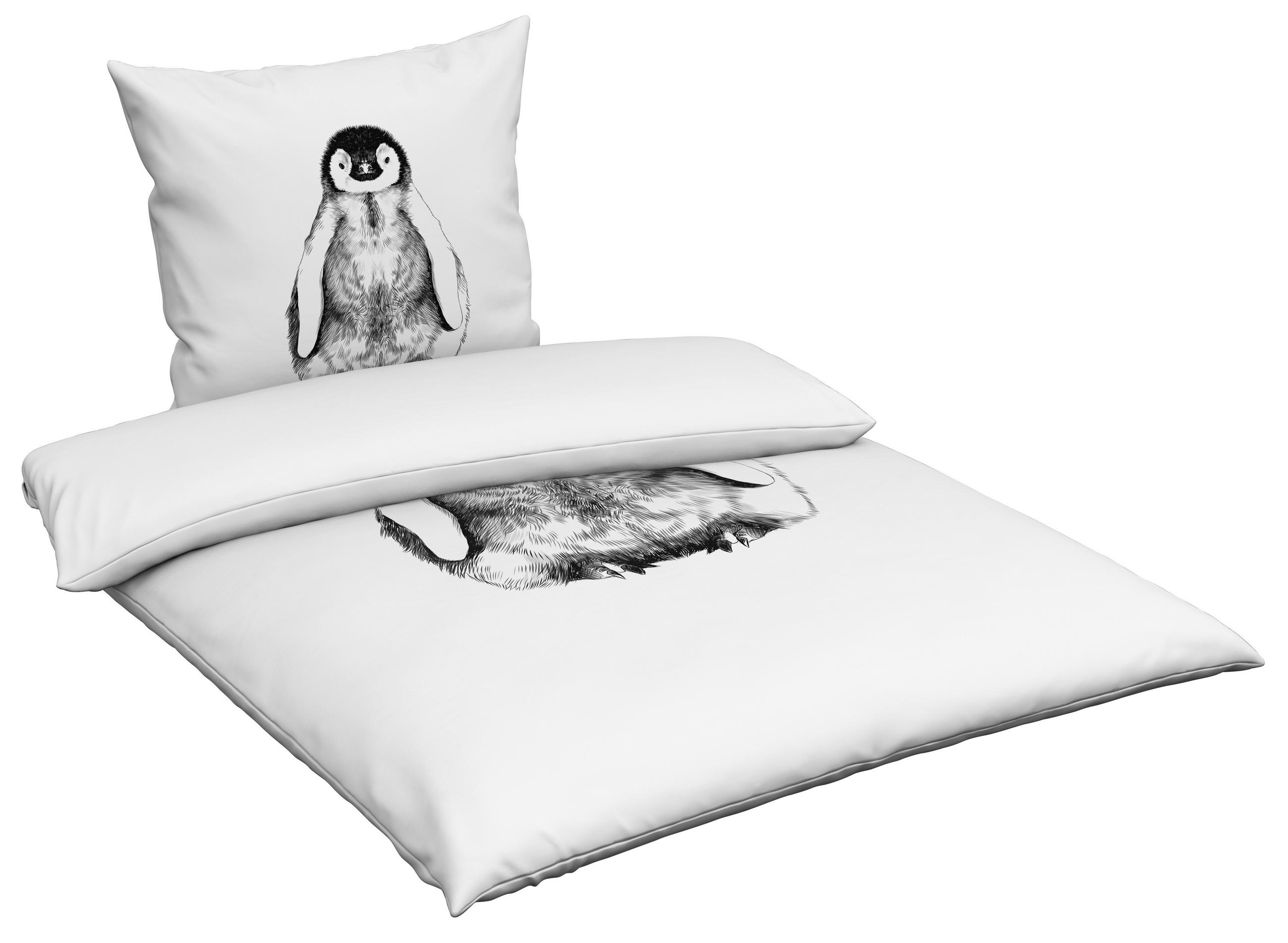 Thumbnail - Esposa Bettwäsche, Weiß, Textil, Pinguin, 135x200 cm, pflegeleicht, angenehm wärmend, schadstoffgeprüft, Schlaftextilien...