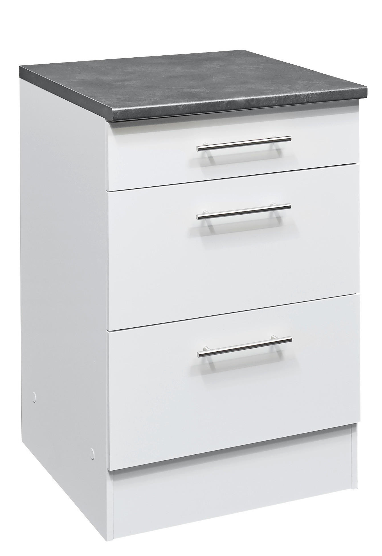 KÜCHENUNTERSCHRANK 60/90/60 cm  in Weiß, Grau  - Edelstahlfarben/Weiß, KONVENTIONELL, Holzwerkstoff/Metall (60/90/60cm) - MID.YOU