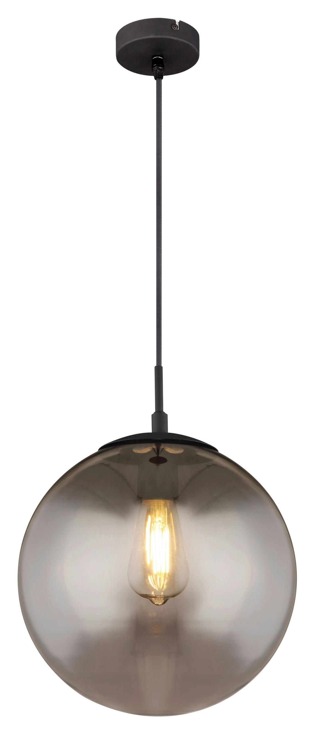 HÄNGELEUCHTE 30/120 cm   - Schwarz, Design, Glas/Metall (30/120cm) - Globo