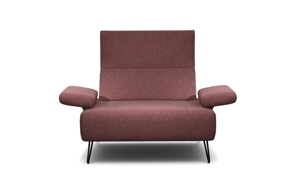 SESSEL in Chenille Rot  - Rot/Schwarz, Design, Textil/Metall (114-142/85/86-94cm) - SENSOO