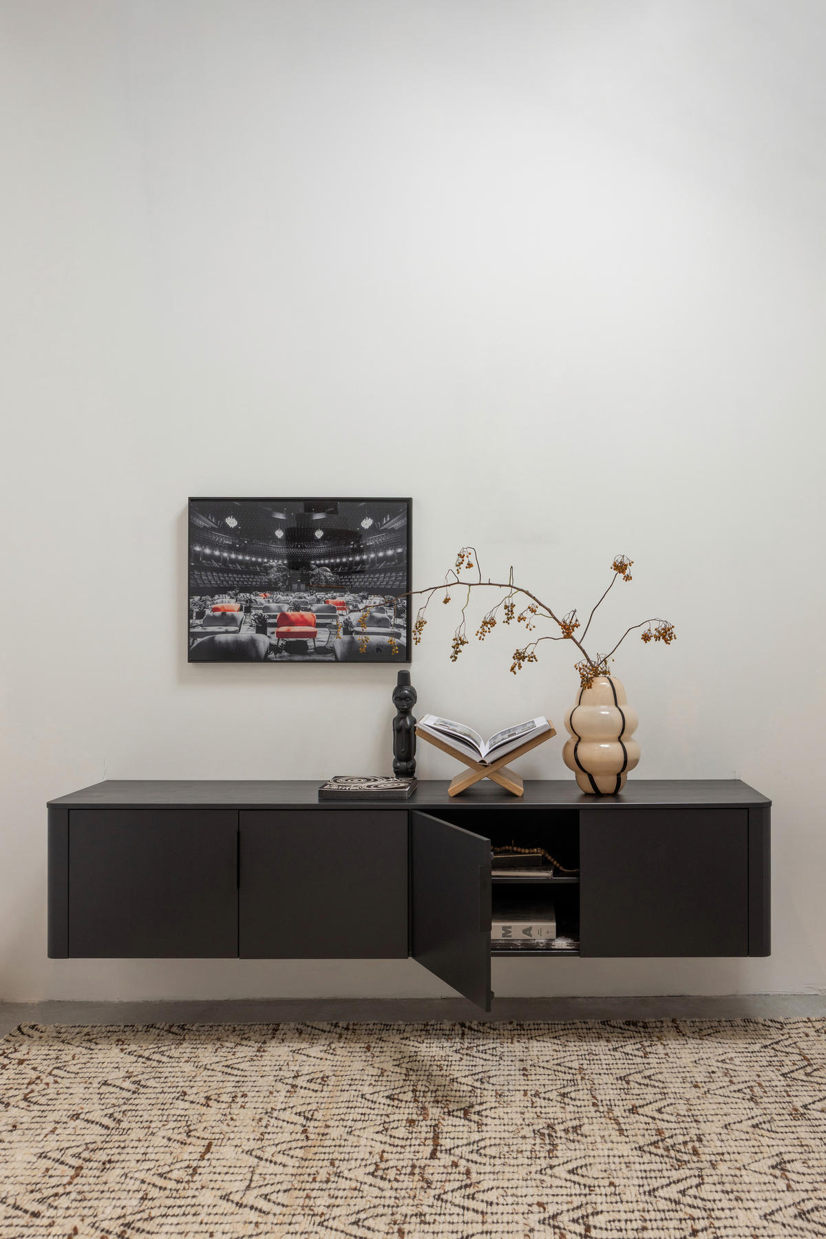 LOWBOARD Gunnar 200/56/44 cm  stehend, hängend  - Schwarz, Design, Holz/Metall (200/56/44cm) - Livetastic