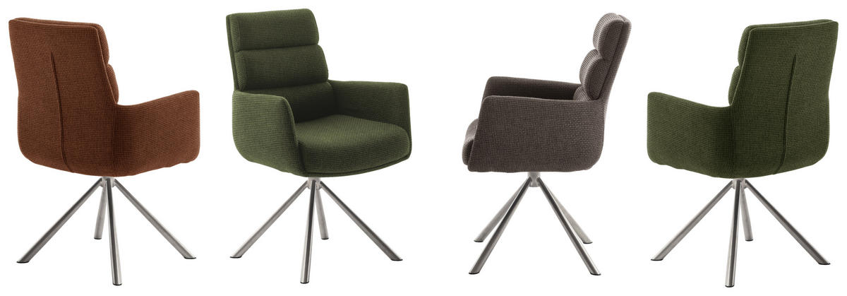 ARMLEHNSTUHL  in Edelstahl Webstoff  - Edelstahlfarben/Olivgrün, Design, Textil/Metall (61/90/64cm) - Dieter Knoll
