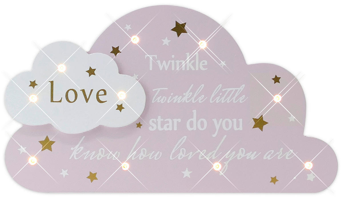 GYEREK ÉJJELI LÁMPA - rózsaszín/fehér, Trend, faalapú anyag (24/13,5cm) - My Baby Lou
