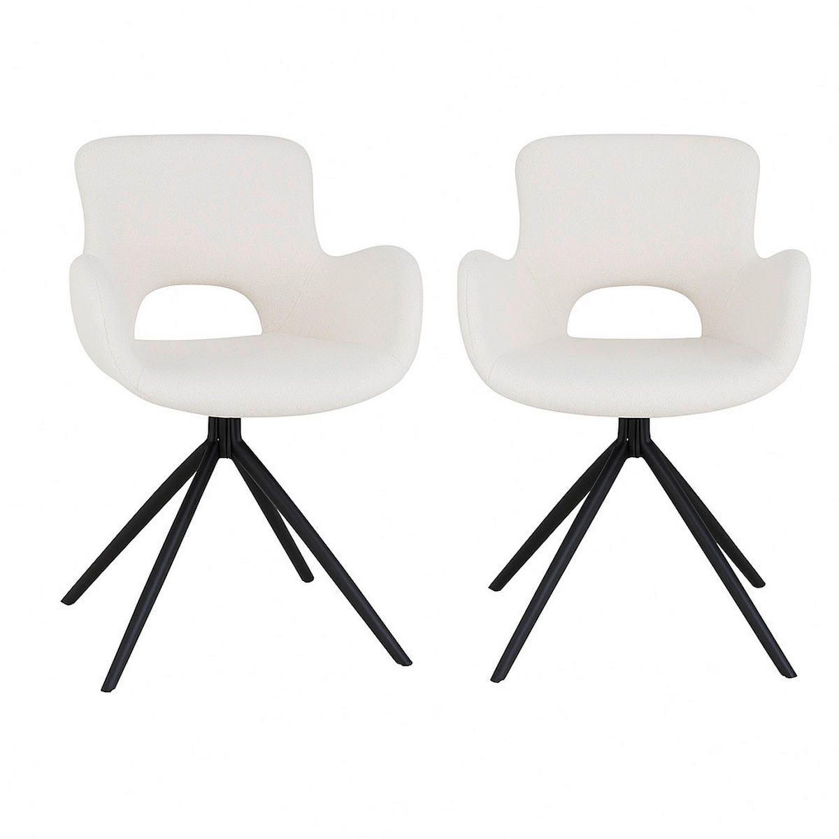 ARMLEHNSTUHL-SET 2 Stück  in Bouclé  - Schwarz/Weiß, MODERN, Textil/Metall (59/82/58cm) - MID.YOU