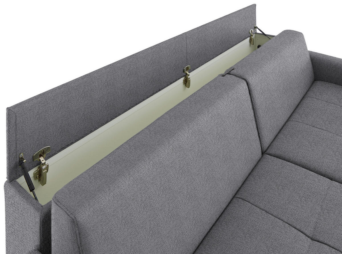 SCHLAFSOFA Flachgewebe Grau Stoffauswahl, Schlafen auf Sitzhöhe, Bettfunktion erhältlich, Armteil links, Armteil rechts, haustierfreundlicher Bezug  - Schwarz/Grau, Konventionell, Textil/Metall (232/77/116cm) - Dieter Knoll