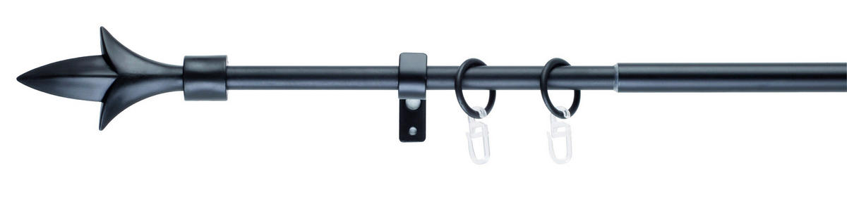 VORHANGSTANGENSET 130 cm  - Schwarz, Basics, Metall (130cm)