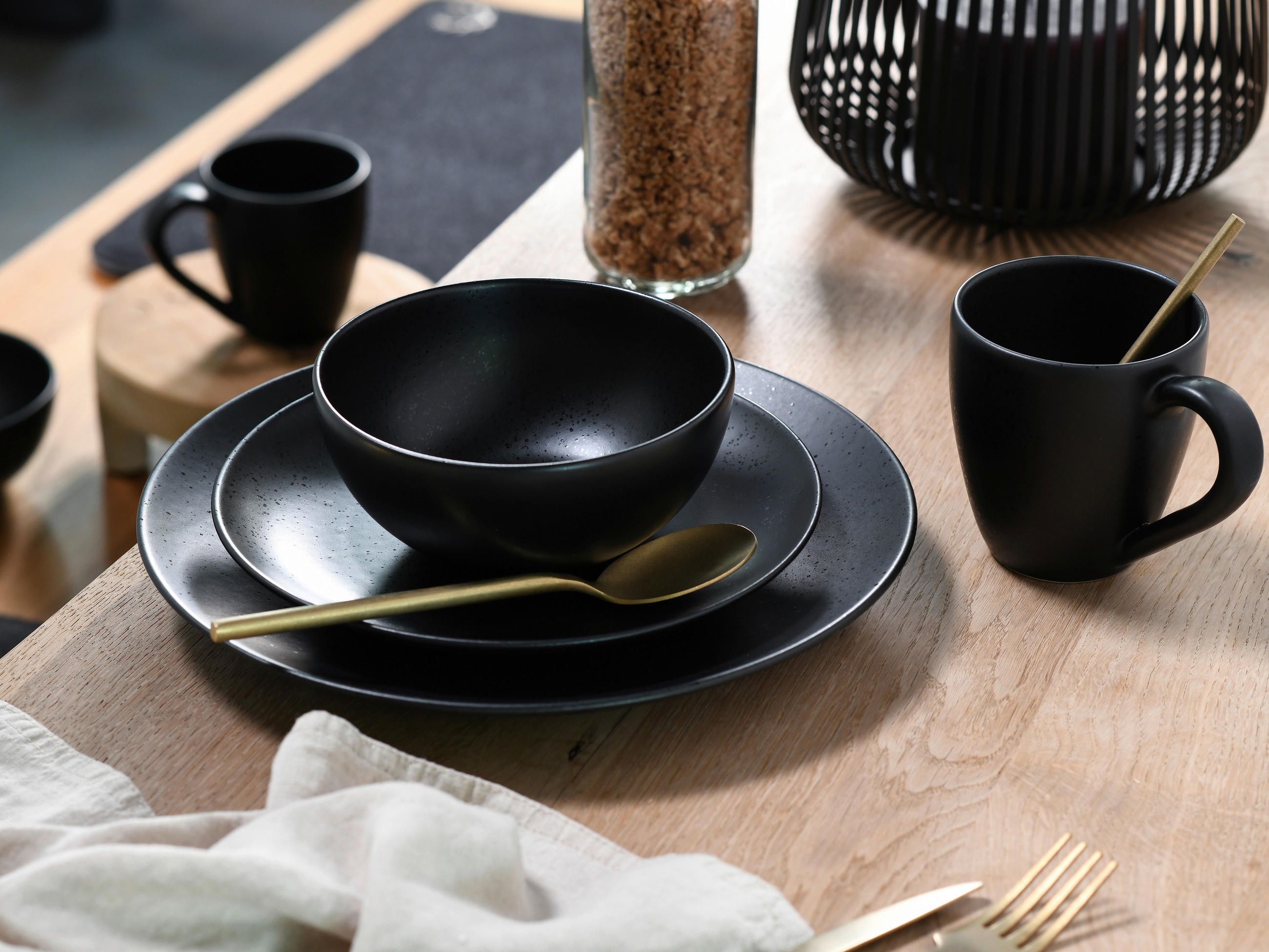 KOMBISERVICE Schwarz Magic Black 8-teilig 2 Personen  - Schwarz, Basics, Keramik - Creatable