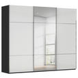 SCHWEBETÜRENSCHRANK 301/223/68 cm 3-türig Schwarz, Weiß  - Chromfarben/Schwarz, KONVENTIONELL, Glas/Holzwerkstoff (301/223/68cm) - Novel