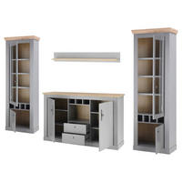 WOHNWAND 4-teilig  in Eichefarben, Hellgrau  328/201/44 cm  - Eichefarben/Silberfarben, Design, Holzwerkstoff/Metall (328/201/44cm) - MID.YOU