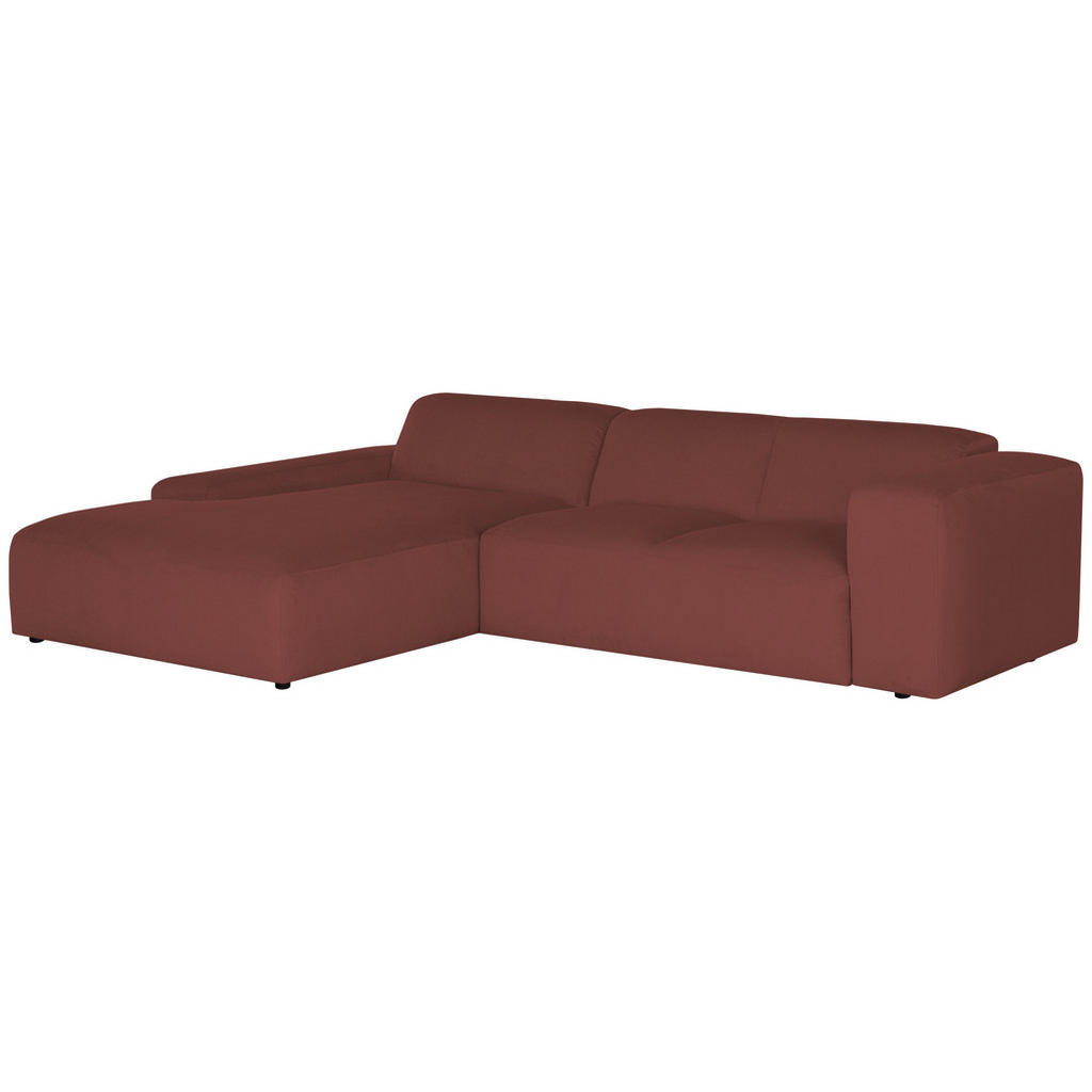 Thumbnail - Mid.you Ecksofa Hannah, Rot, Textil, 2-3-Sitzer, Ottomane links, L-Form, 304x200 cm, Made in EU, Wohnzimmer, Sofas & Cou...
