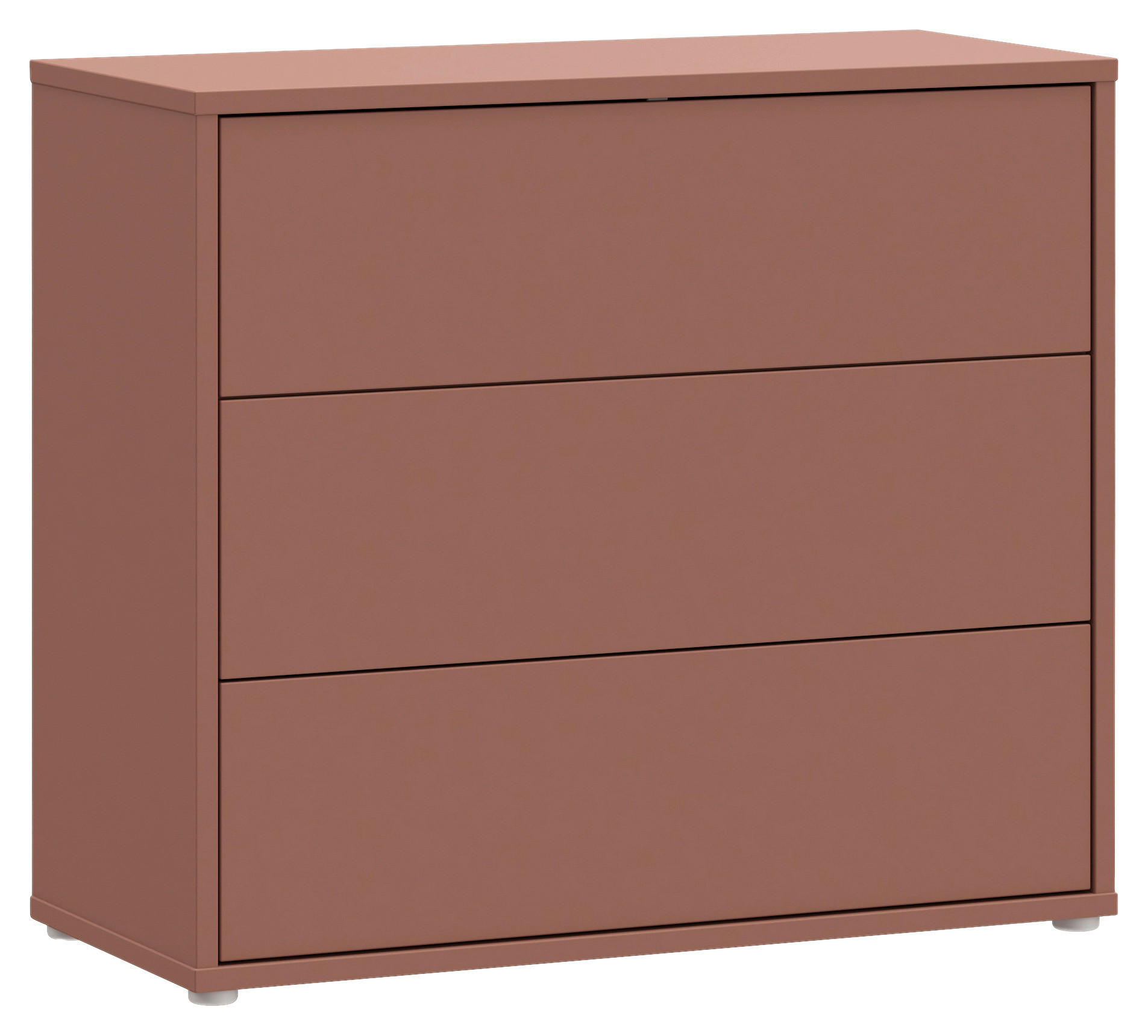 KOMMODE , 95/83/42 cm, 3 Schublade(n)  - Silberfarben/Terracotta, Trend, Holzwerkstoff/Kunststoff (95/83/42cm) - Carryhome