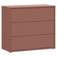 KOMMODE , 95/83/42 cm, 3 Schublade(n)  - Silberfarben/Terracotta, Trend, Holzwerkstoff/Kunststoff (95/83/42cm) - Carryhome