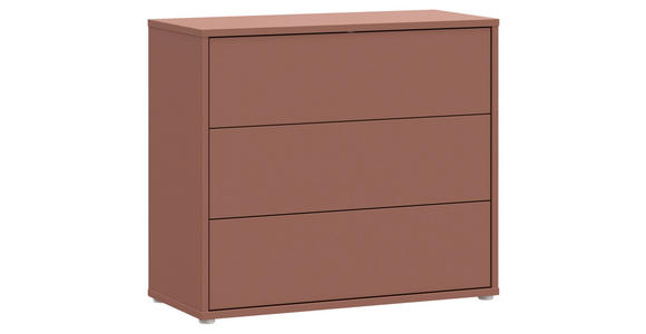 KOMMODE , 95/83/42 cm, 3 Schublade(n)  - Silberfarben/Terracotta, Trend, Holzwerkstoff/Kunststoff (95/83/42cm) - Carryhome
