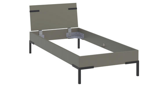 BETT 90/200 cm,  in Grau, Grün,  - Schwarz/Grau, Design, Metall (90/200cm) - Xora