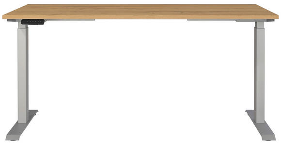 SCHREIBTISCH 160/80/72-118 cm in Braun, Silberfarben, Eichefarben - Eichefarben/Silberfarben, MODERN, Holzwerkstoff/Metall (160/80/72-118cm) - Novel