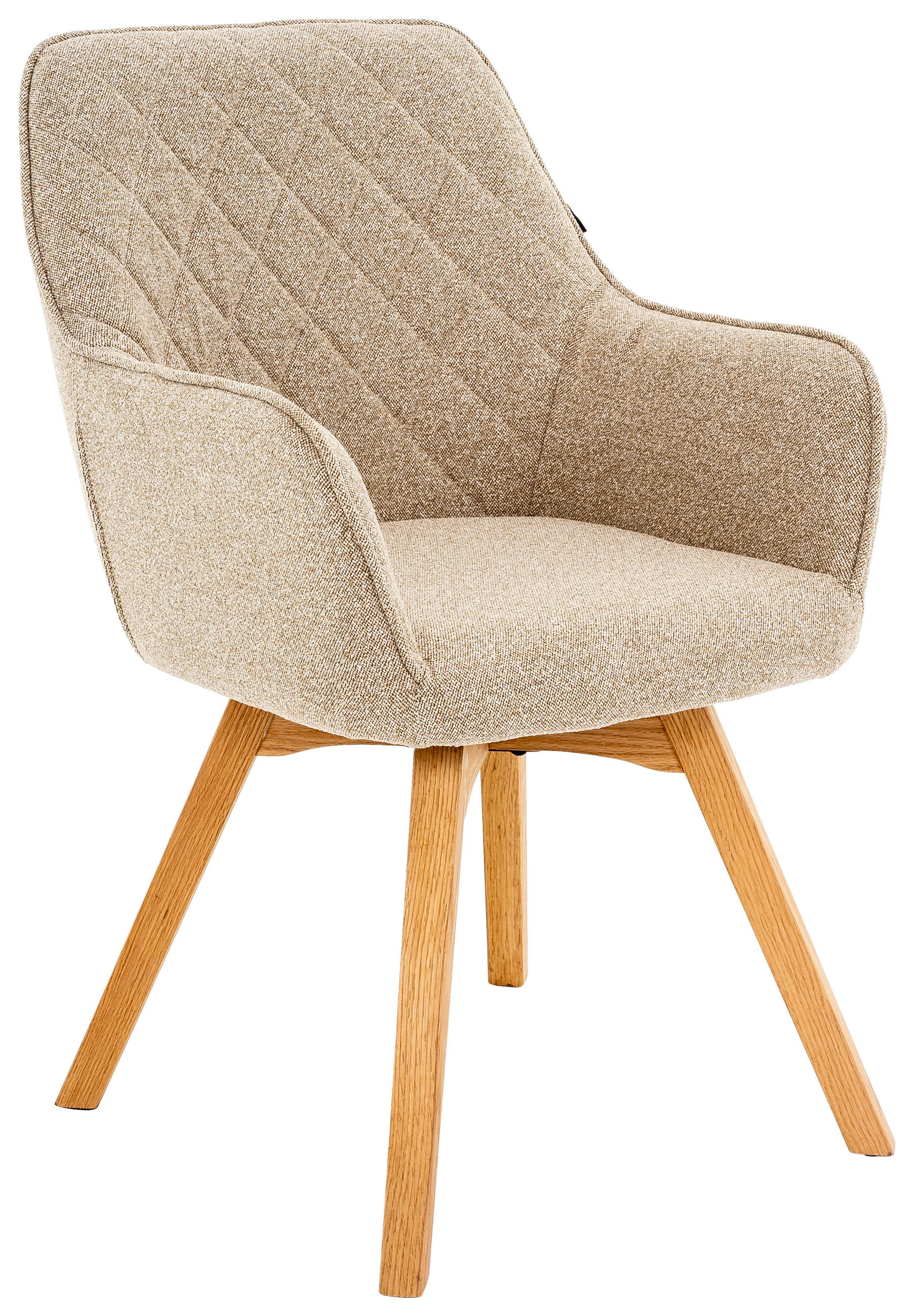 ARMLEHNSTUHL  Sitzfläche 360° drehbar Struktur  Creme, Eichefarben  - Eichefarben/Creme, Design, Holz/Textil (57/91/64cm) - Xora