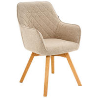 ARMLEHNSTUHL  Sitzfläche 360° drehbar Struktur  Creme, Eichefarben  - Eichefarben/Creme, Design, Holz/Textil (57/91/64cm) - Xora