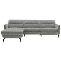 ECKSOFA in Chenille Hellgrau, Grau  187/299 cm  - Hellgrau/Schwarz, Design, Textil/Metall (187/299cm) - Schöner Wohnen