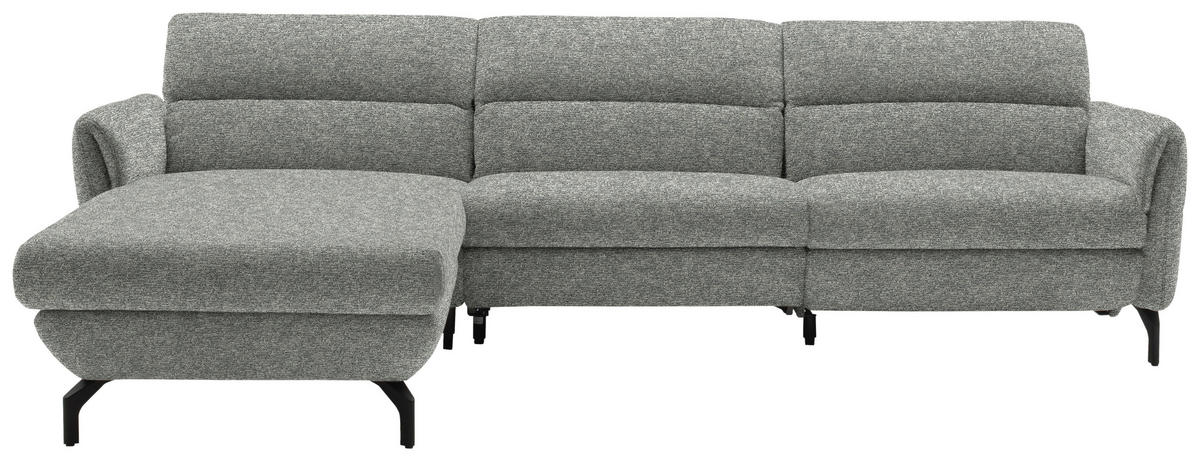ECKSOFA in Chenille Hellgrau, Grau  187/299 cm  - Hellgrau/Schwarz, Design, Textil/Metall (187/299cm) - Schöner Wohnen