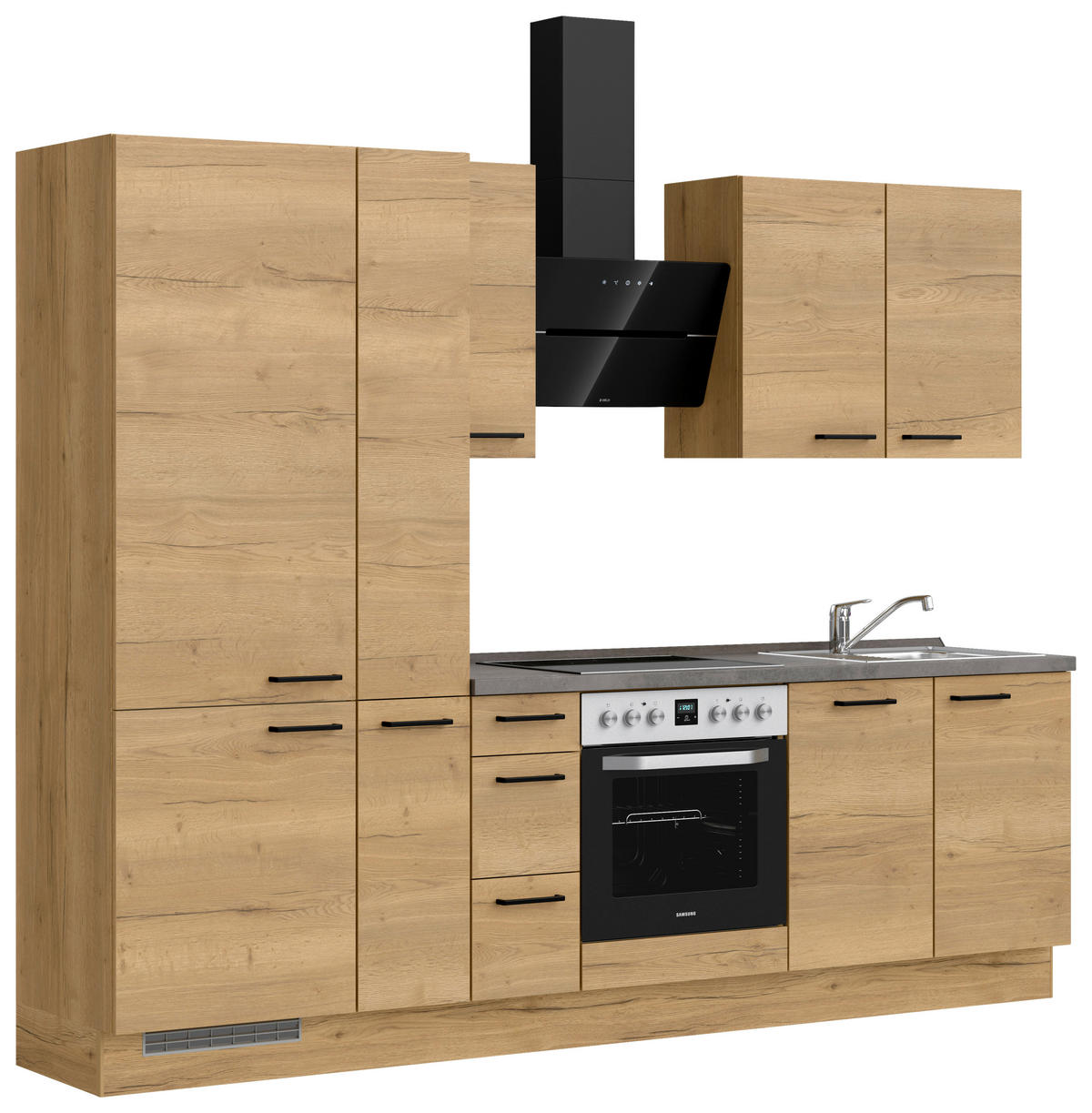 KÜCHENBLOCK 270 cm   in Eichefarben, Schieferfarben  - Schieferfarben/Eichefarben, MODERN, Holzwerkstoff/Metall (270cm) - Nobilia