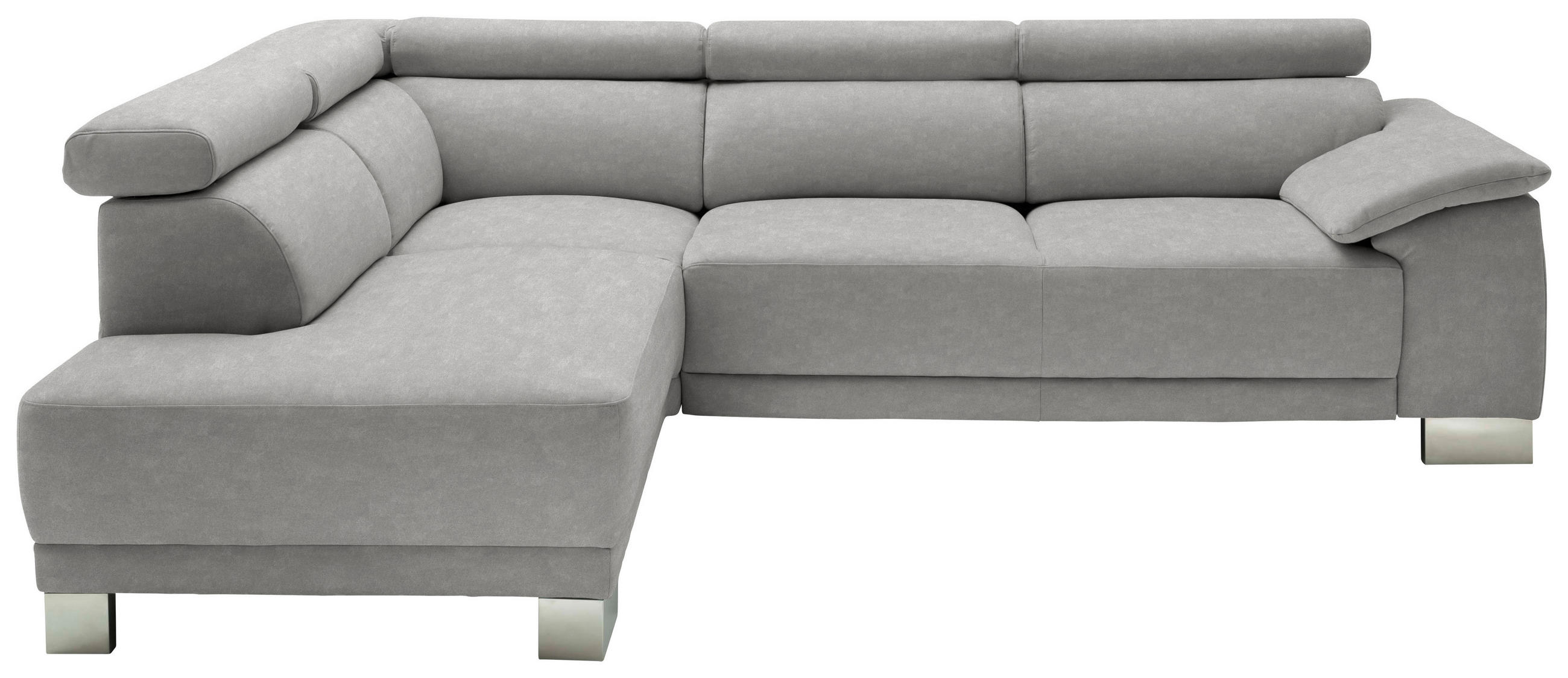 ECKSOFA in Mikrofaser Grau  - Chromfarben/Grau, Design, Holz/Textil (205/270cm) - Pure Home Lifestyle
