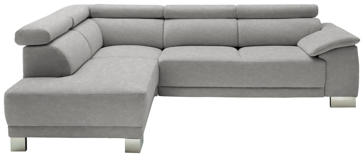 ECKSOFA in Mikrofaser Grau  - Chromfarben/Grau, Design, Holz/Textil (205/270cm) - Pure Home Lifestyle