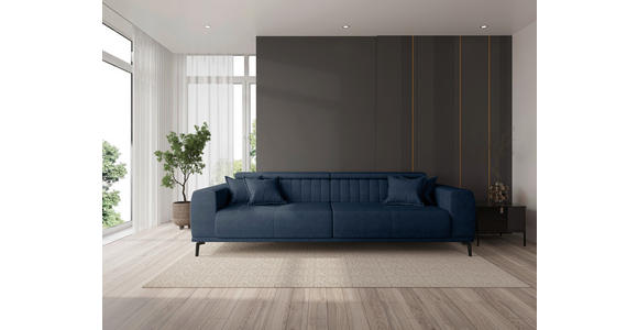 BIGSOFA Webstoff Dunkelblau  - Schwarz/Dunkelblau, KONVENTIONELL, Textil/Metall (280/80/110cm) - Carryhome