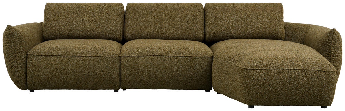 ECKSOFA in Chenille Grün  340/190 cm  - Schwarz/Braun, Design, Kunststoff/Textil (340/190cm) - Emilio Belluti