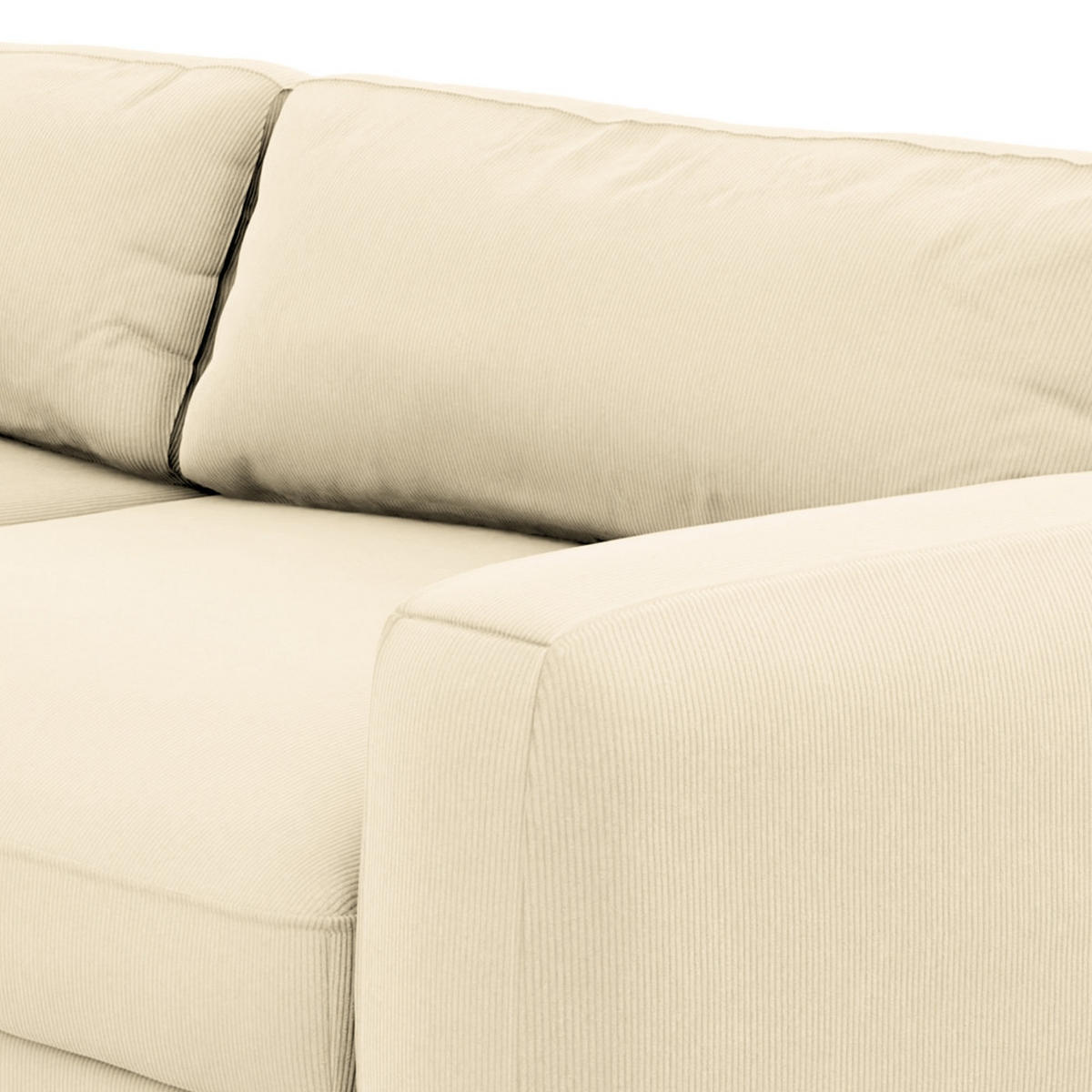 BIGSOFA in Cord Weiss  - Weiss/Schwarz, Modern, Kunststoff/Textil (264/84/125cm) - Trendmanufaktur