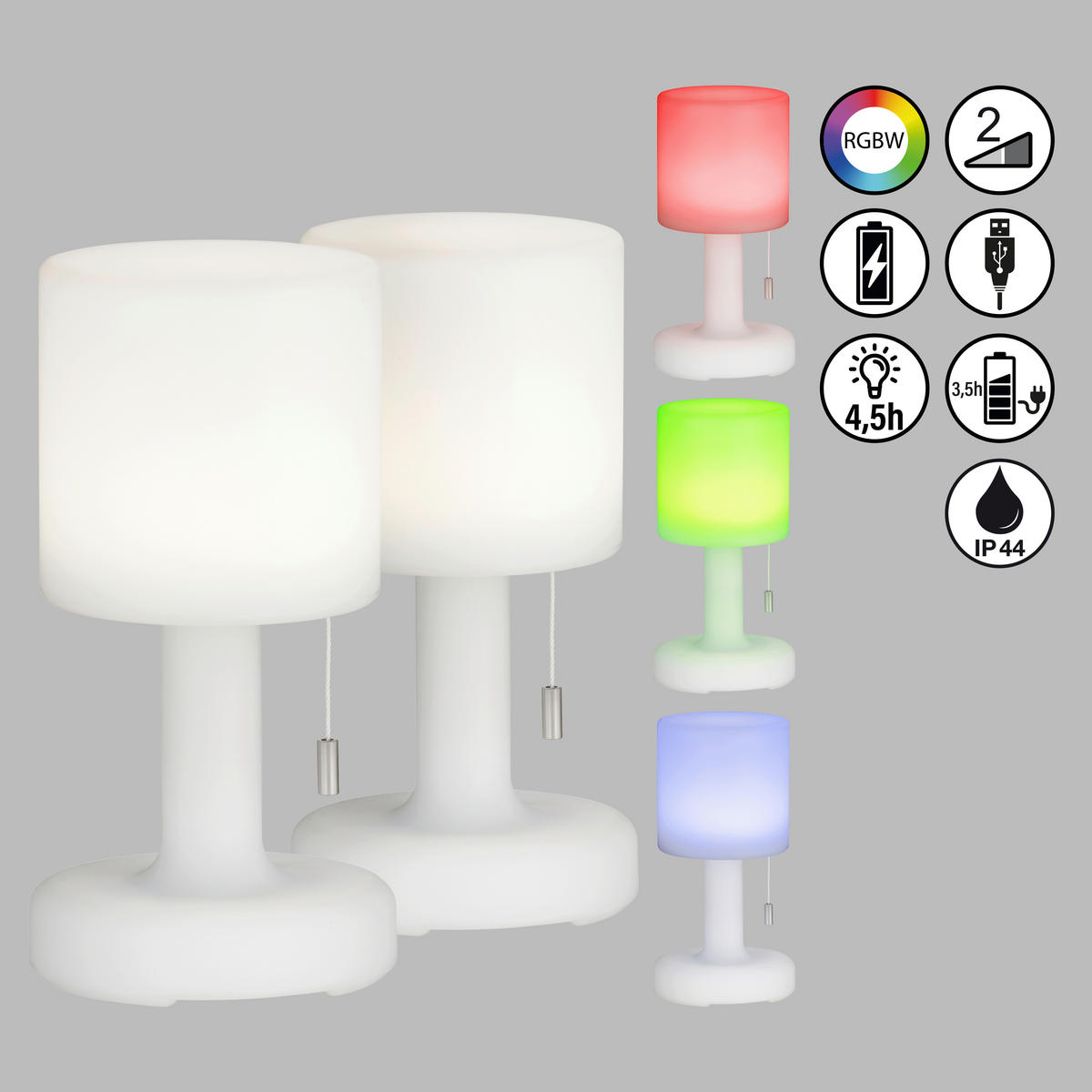 LED-Akkutischleuchte 2er SET Termoli 2er Set 13/25 cm  - Weiß, KONVENTIONELL, Kunststoff (13/25cm) - Schöner Wohnen