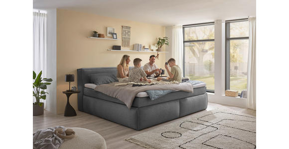 FAMILIENBOXSPRINGBETT - Dunkelgrau/Schwarz, LIFESTYLE, Kunststoff/Textil (240/200cm) - Esposa