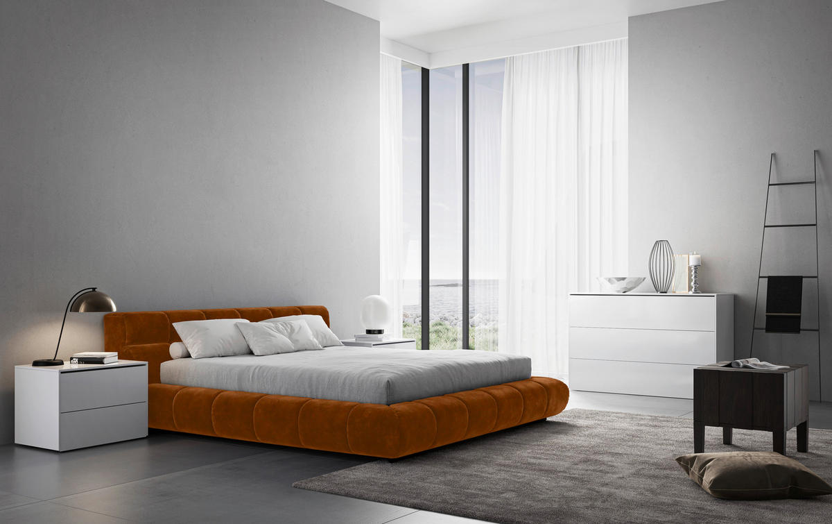 POLSTERBETT 180/200 cm,  in Braun,  - Schwarz/Braun, Design, Textil/Metall (180/200cm) - Belluti