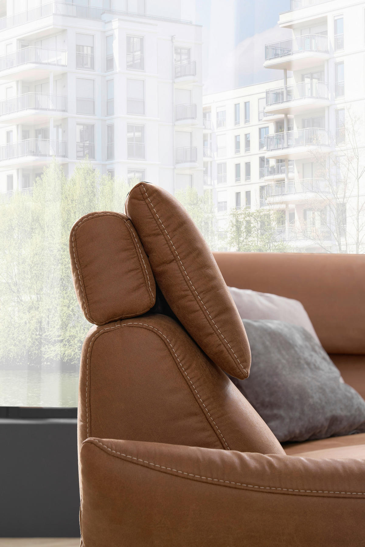WOHNLANDSCHAFT Cognac  - Cognac/Beige, MODERN, Textil/Metall (274/160cm) - Livetastic