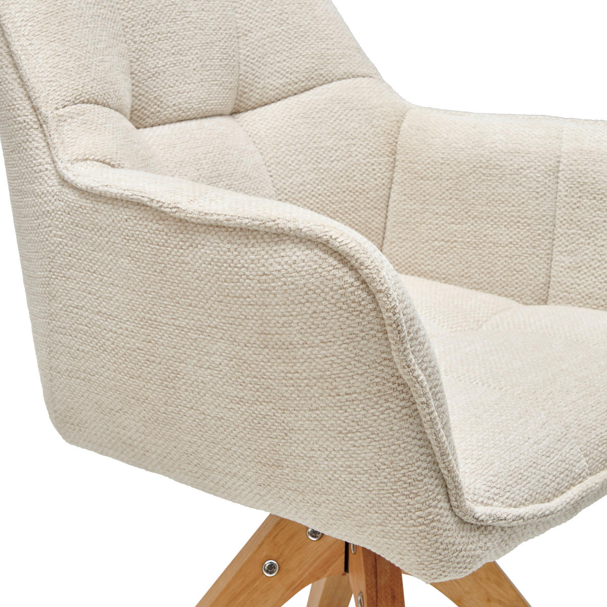ARMLEHNSTUHL  inklusive Armlehnen, Sitzfläche 360° drehbar Webstoff  Eichefarben, Beige  - Eichefarben/Beige, LIFESTYLE, Holz/Textil (61/85/63cm) - Livetastic