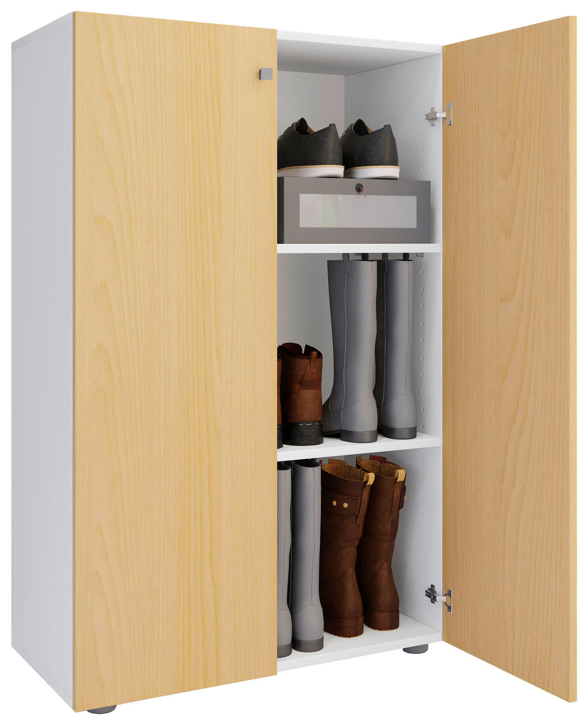 SCHUHSCHRANK Lona  in 70/110/39 cm  - Silberfarben/Buchefarben, Design, Holzwerkstoff/Kunststoff (70/110/39cm) - MID.YOU