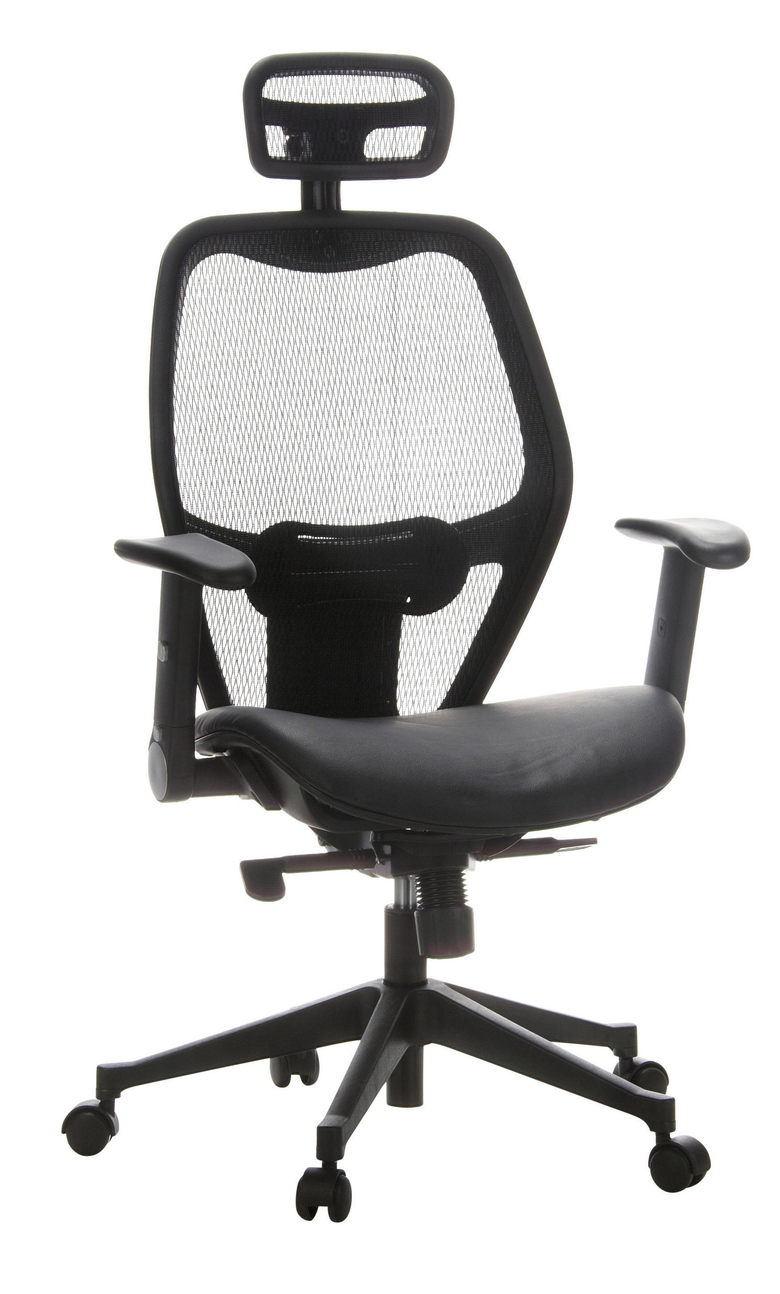 DREHSTUHL Netzbespannung Schwarz  - Schwarz, Basics, Leder/Kunststoff (59/117/48cm) - MID.YOU